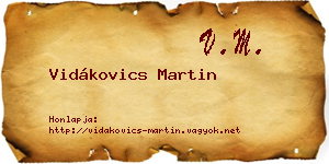 Vidákovics Martin névjegykártya